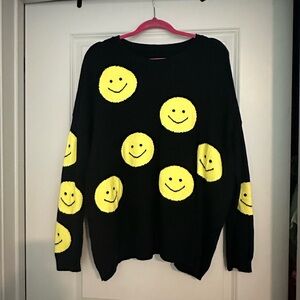 Black Smiley Face Sweater